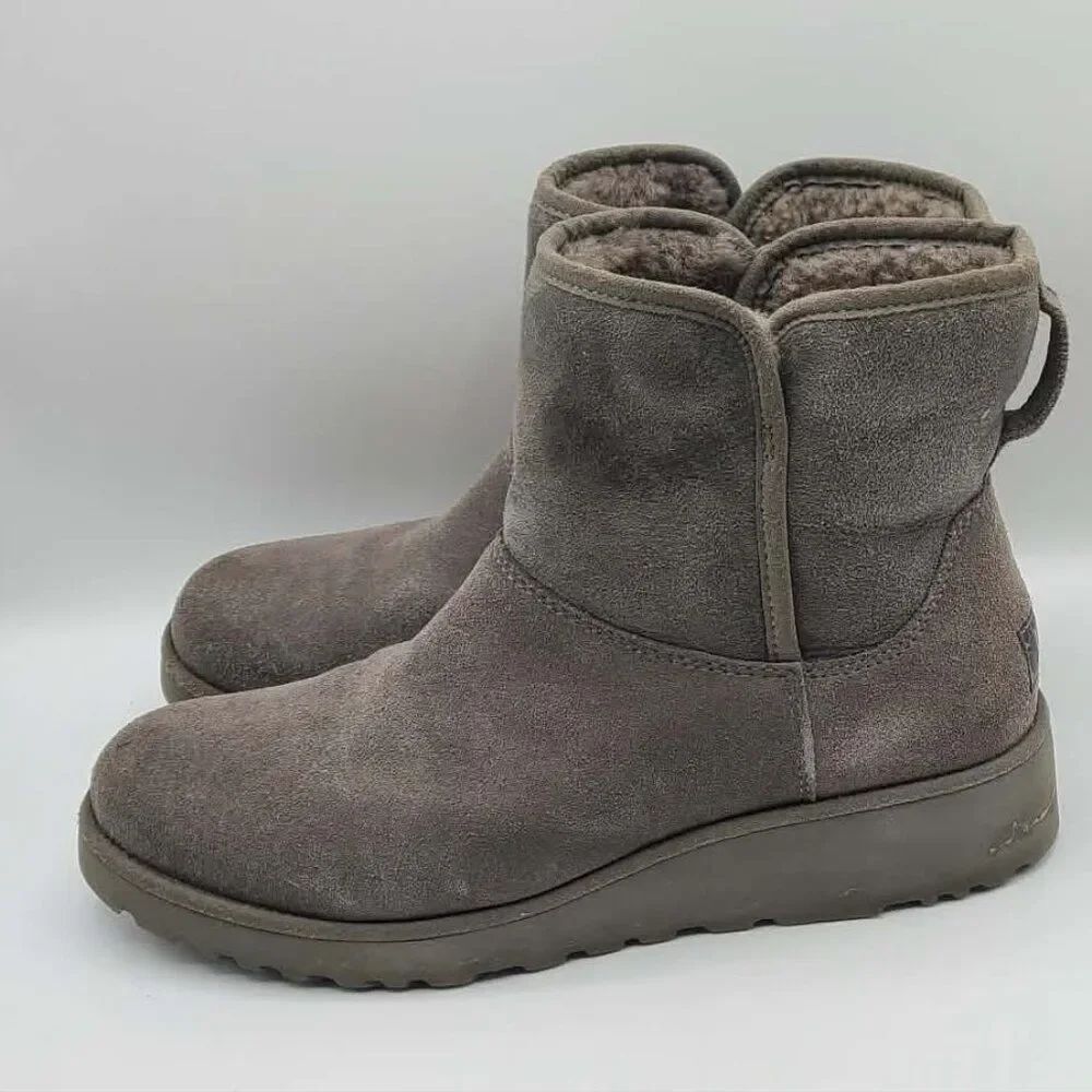 UGG Kristin Grey Suede Shearling Boots size 8.5